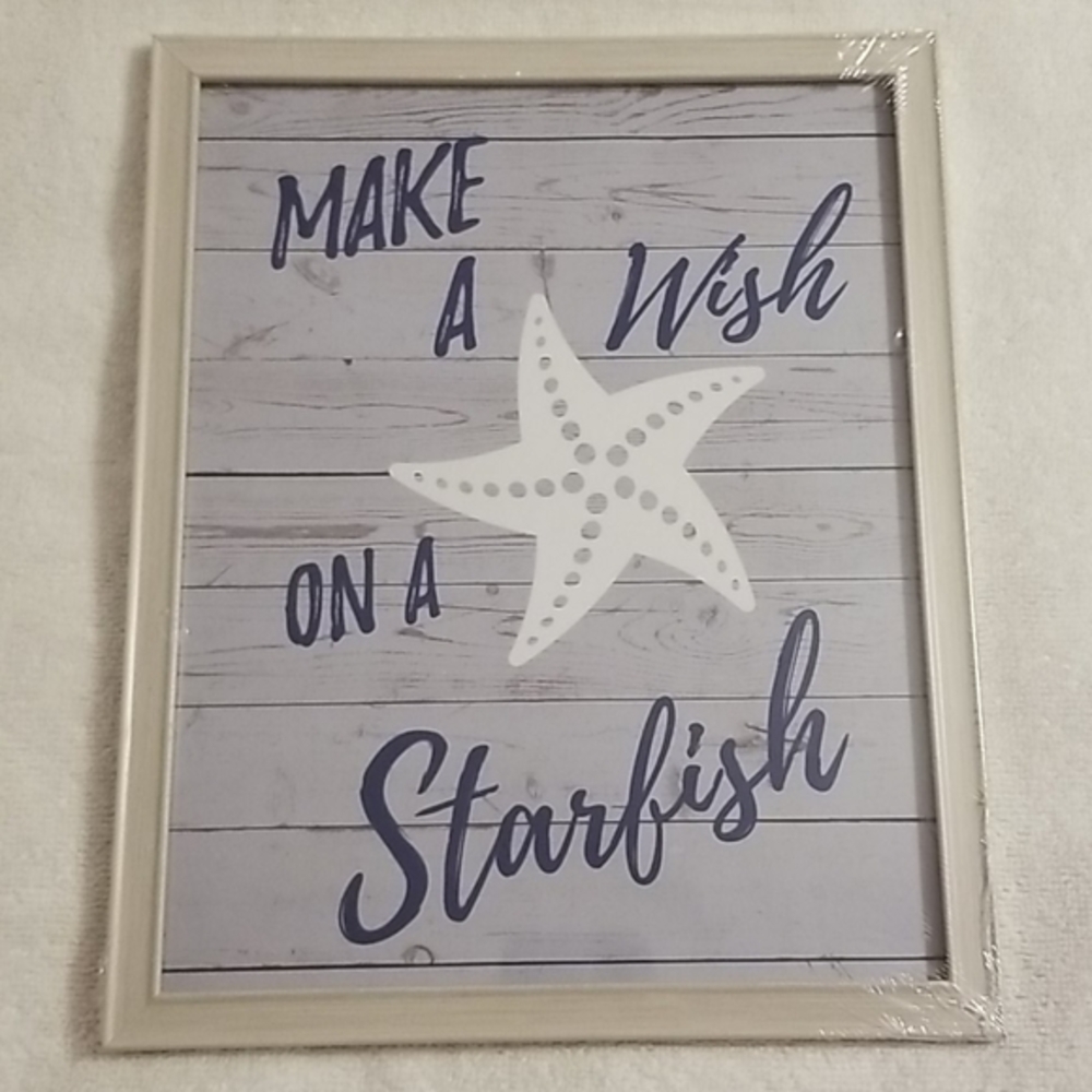 NEW "Make a Wish on a Starfish" Framed Wall Art - Home Decor